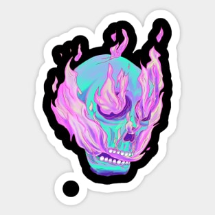 Skull on fire with purple variant color Sticker
